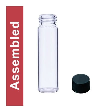 Cp Lab Safety. Wheaton MicroLiter 12ML Clear Vial Kit, Black Phenolic Solid Cap, PTFE Liner, 100 pk 15-1010KPS-12A